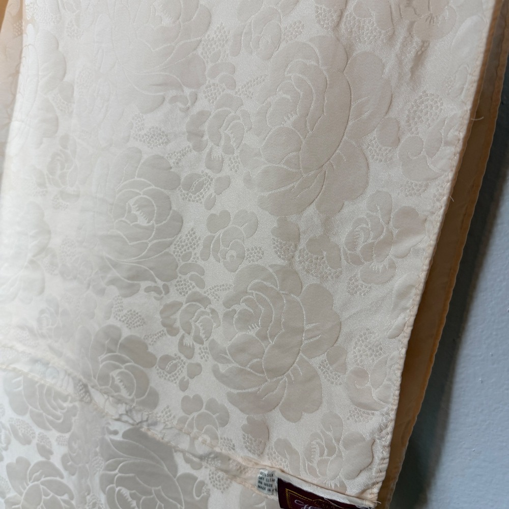 Worthington Scarf Women Cream Pink Floral Silk Jacquard Square Elegant - Picture 5 of 8